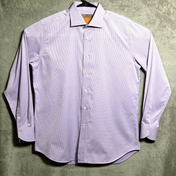 Canali Dress Shirt Mens 16.5 42 Purple Impeccabile Cutaway Collar Made in Italy - Picture 1 of 10